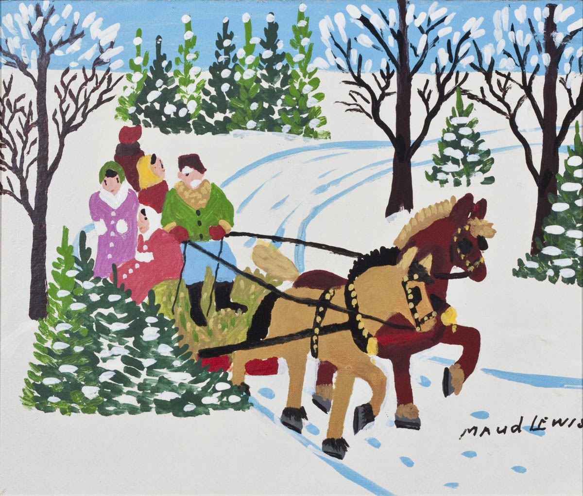 Christmas Sleigh Ride Maud Lewis