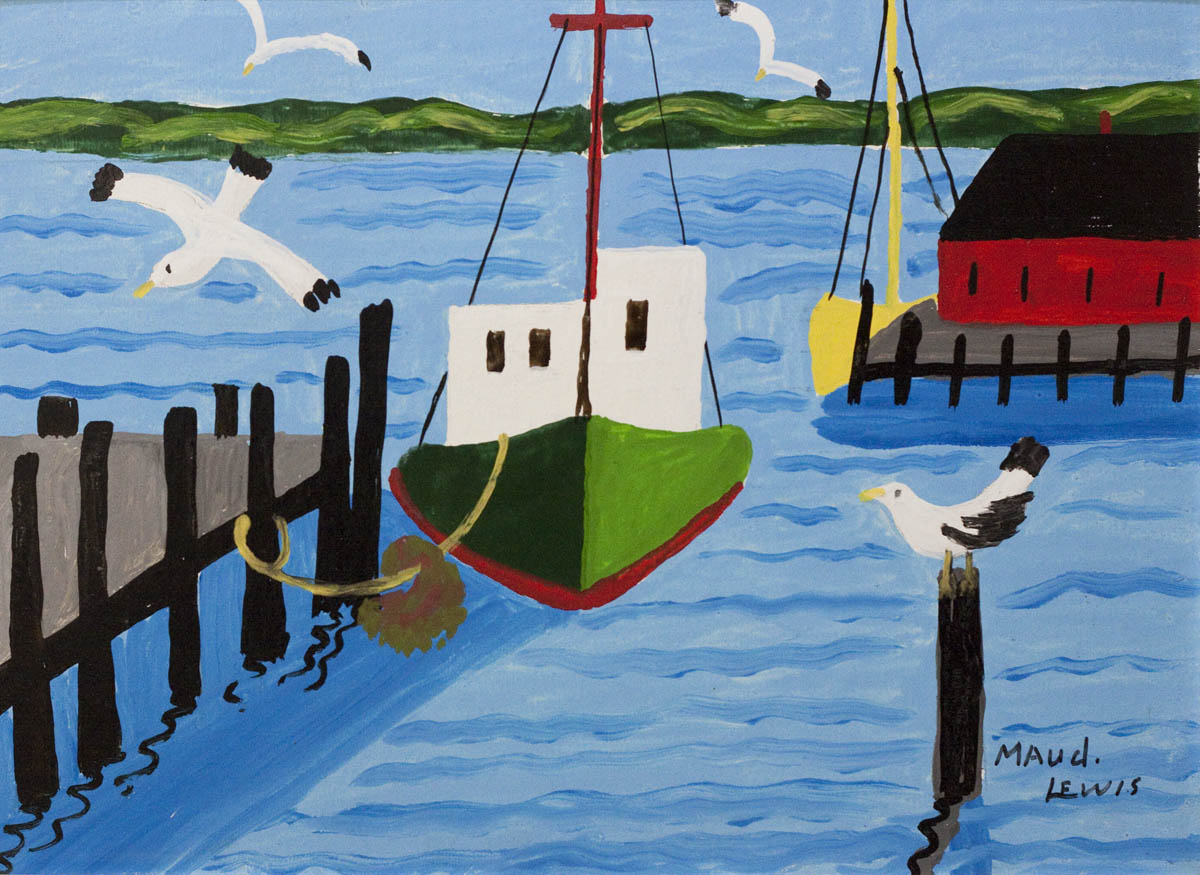 Untitled Sailboat On Harbour Maud Lewis