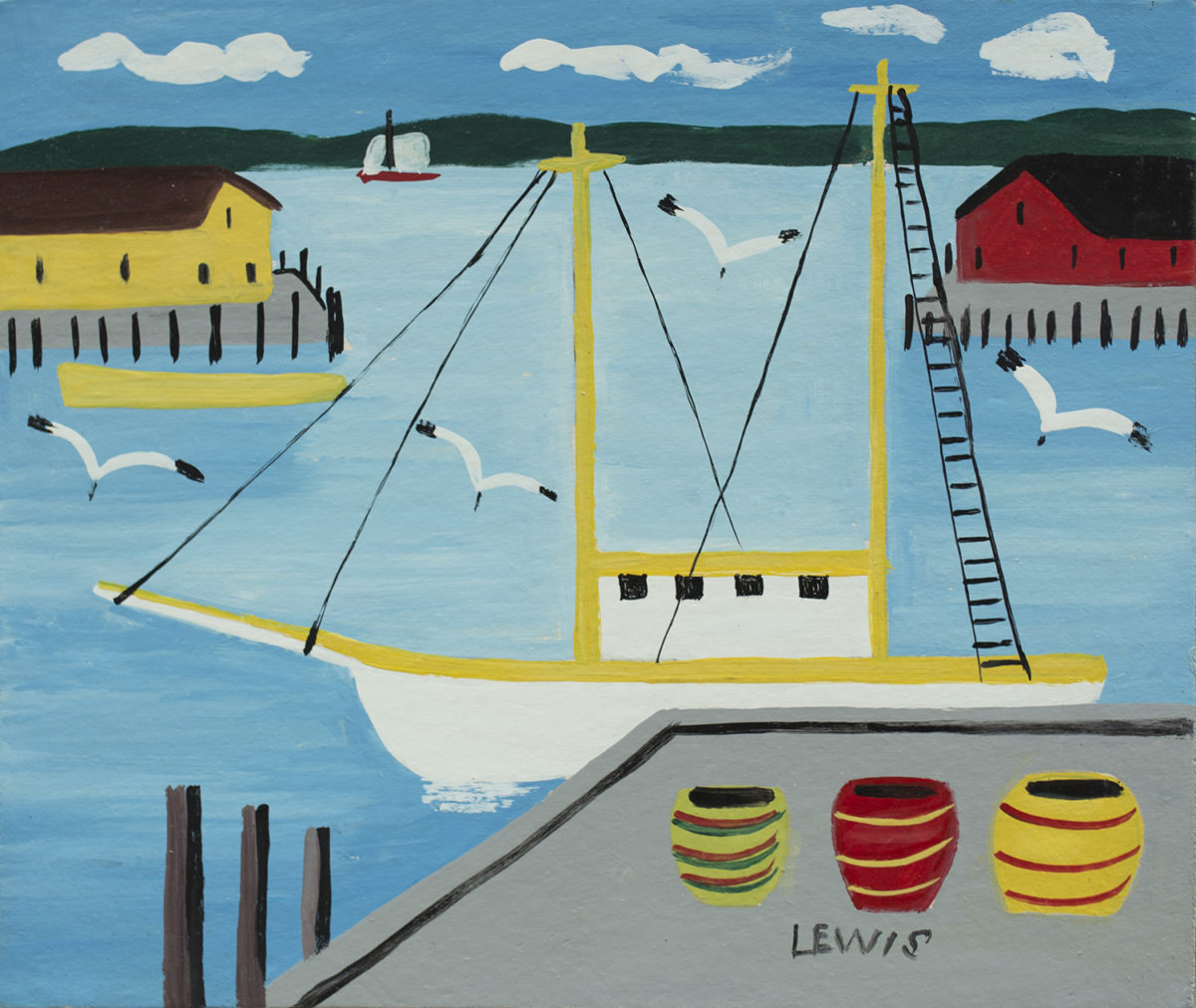 Harbour With Sailboat Maud Lewis